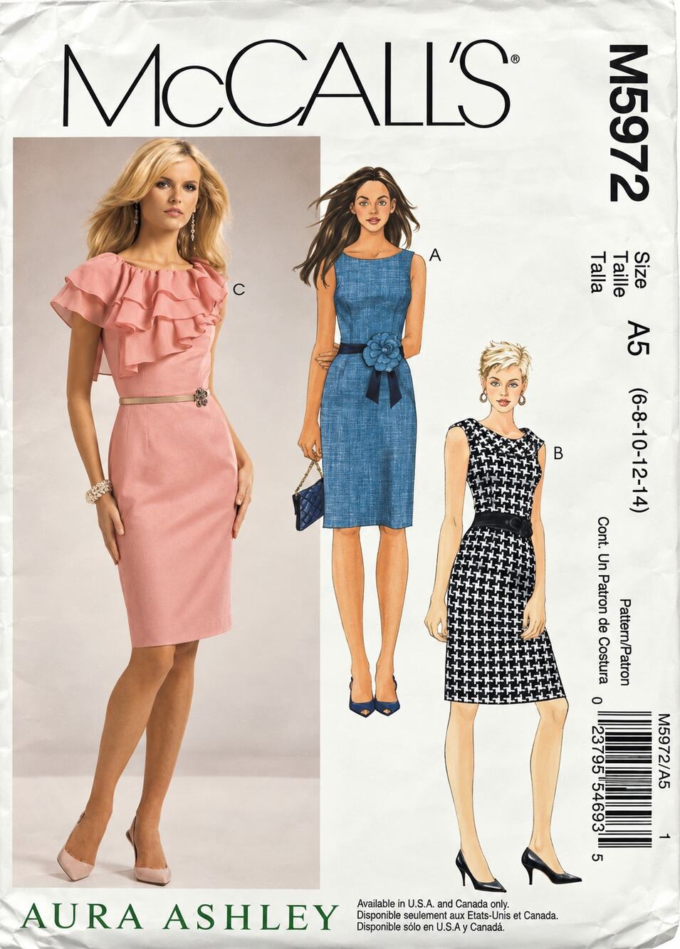 McCalls Sewing Pattern 5972 Evening Dress Size 6-14 LAURA ASHLEY Uncut